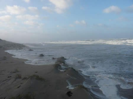 Storm op het strand