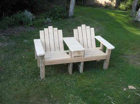  dubbel zit/ juthouten tuinbank